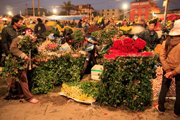 Pasar bunga malam hari Quang Ba – pasar yang unik di kota Hanoi